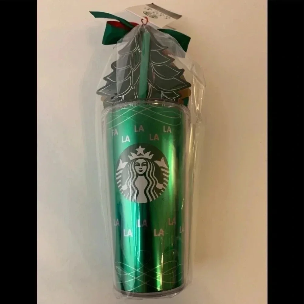 Starbucks 16 oz Tumbler Cup With Straw Green New